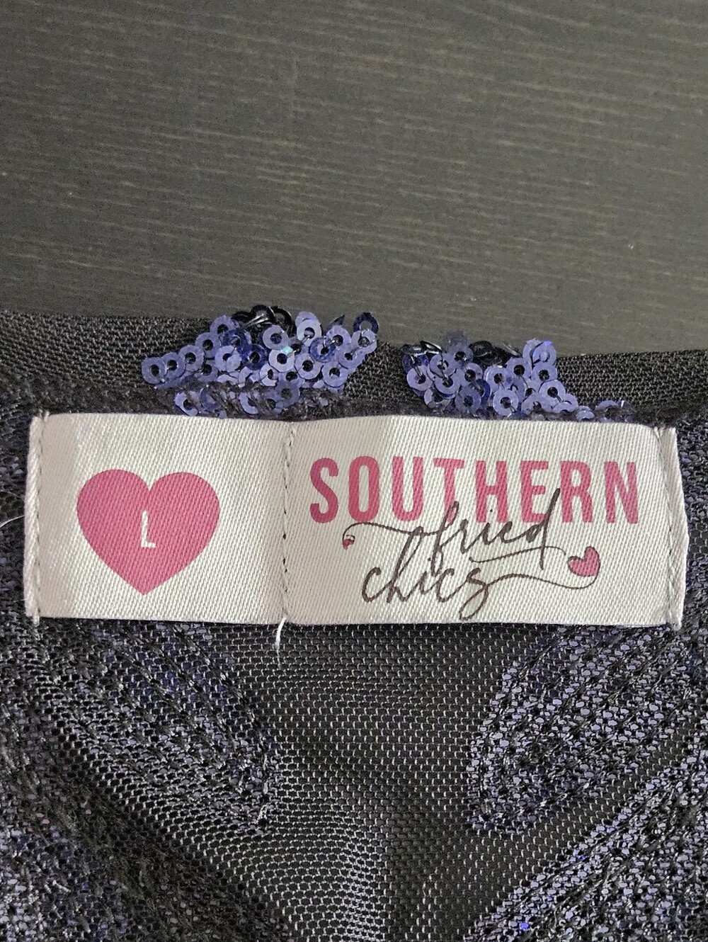 COLLECTORS Southern Fried Chics Peacock Royal Sequin Duster L NFR Western Glam - Picture 7 of 7